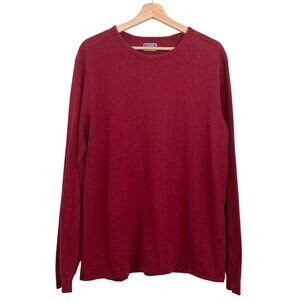 J CREW FACTORY Long Sleeve Crewneck Cotton Tee Shirt Size L Burgundy Red